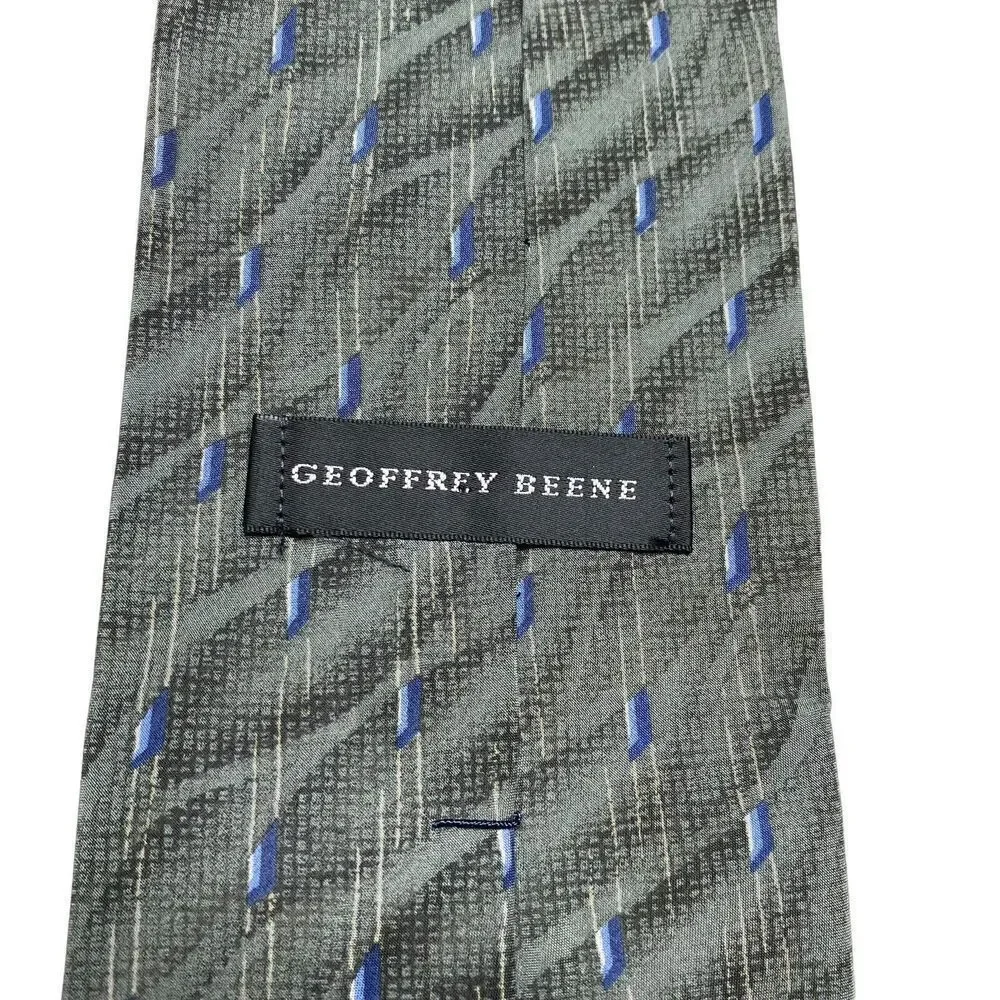 Geoffrey Beene Tie Men's Necktie Silk Green Blue Ivory Classic Office